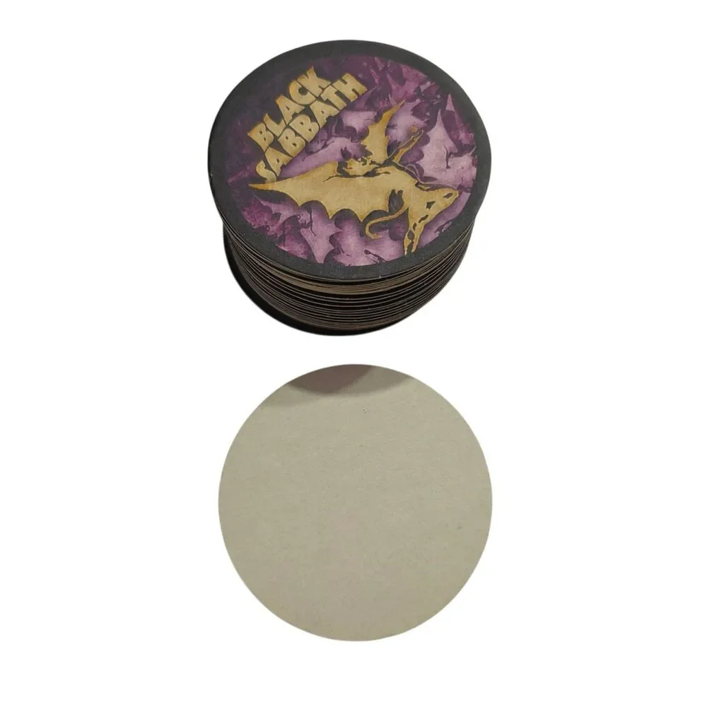 50 Black Sabbath Heavy Metal Rock Band Round Drink Coasters Purple Art Set
